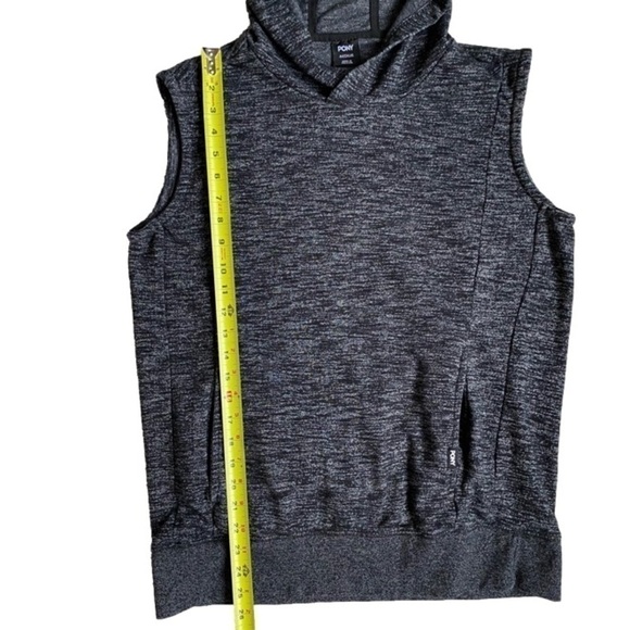 PONY Hooded Vest with Pockets Sleeveless Pullover Heathered Gray Knit Size M - Picture 4 of 10
